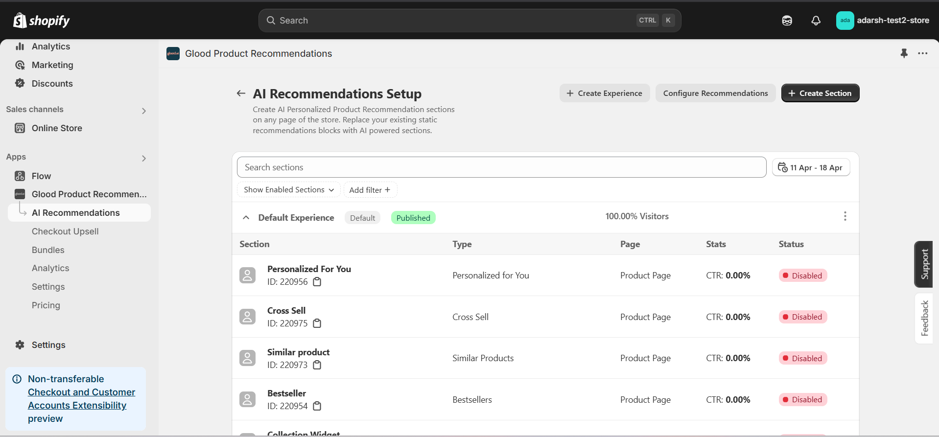 AI Recommendation setup