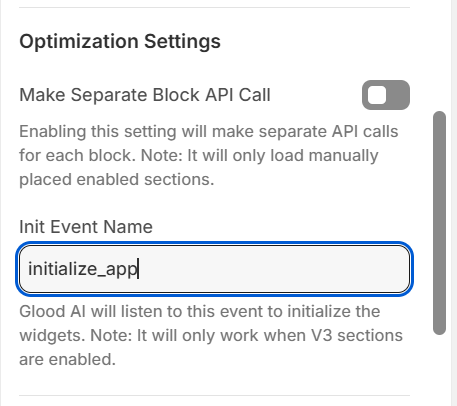 Init Event Name Setting in App Embed