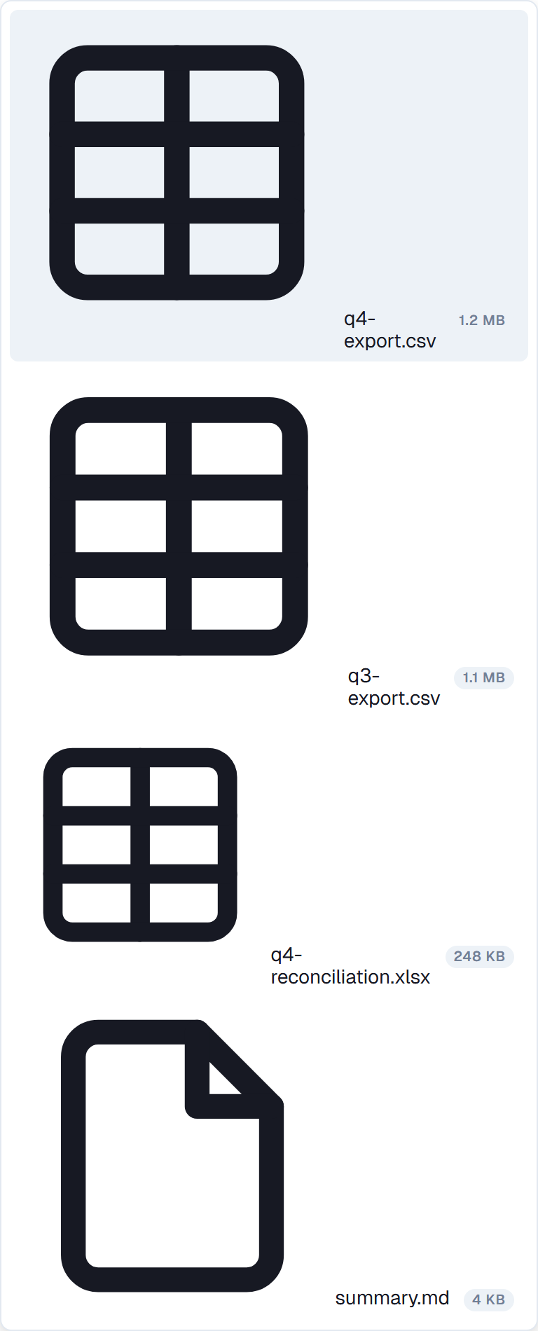 The mention menu listing the task's files with their sizes