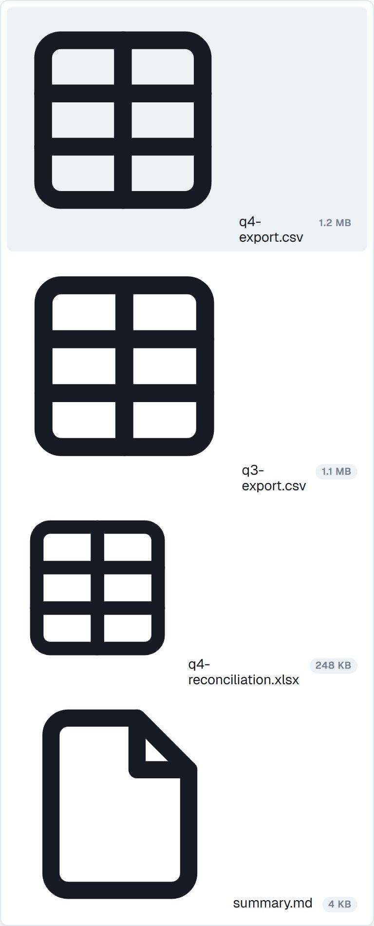 The mention menu listing the task's files with their sizes