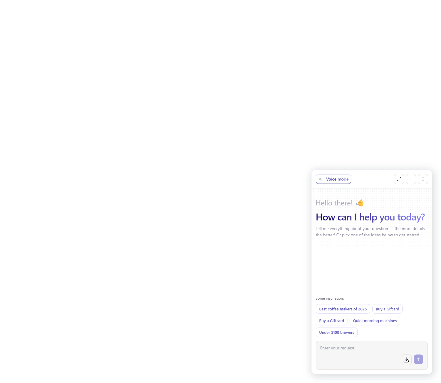 Live widget on the test page