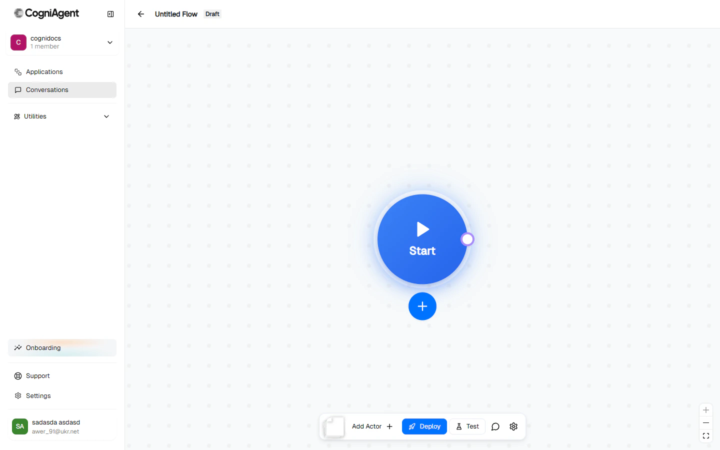Empty canvas with Start node