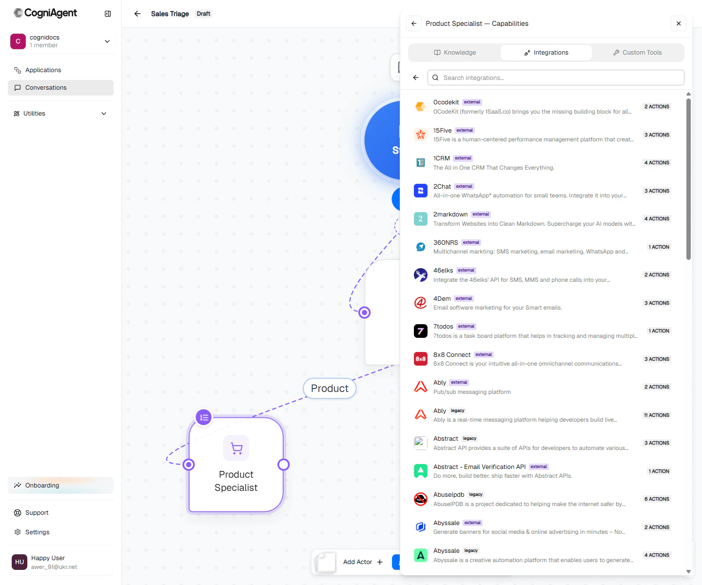 Integration app picker