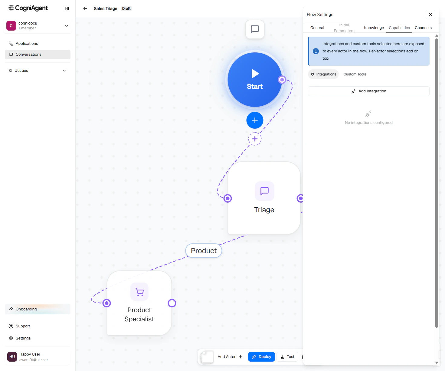 Flow settings Capabilities tab