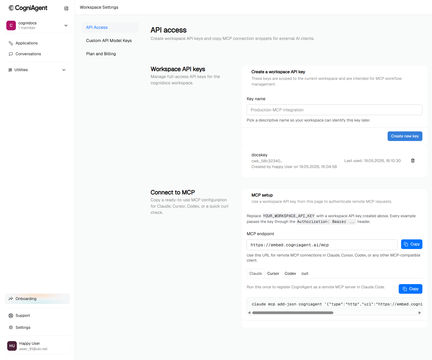 API access page