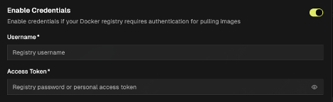 Enable Credentials for a private registry