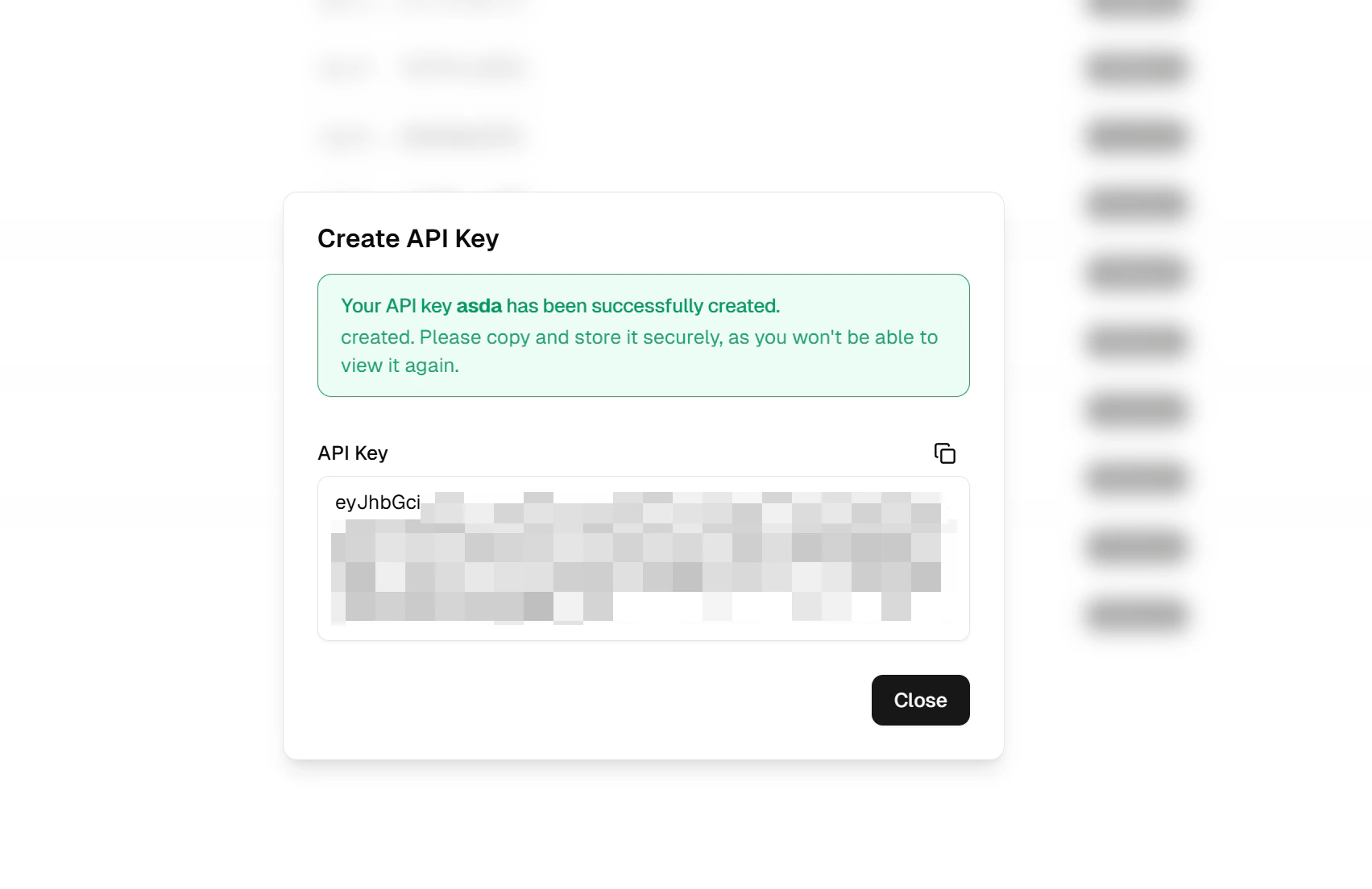 Create API key