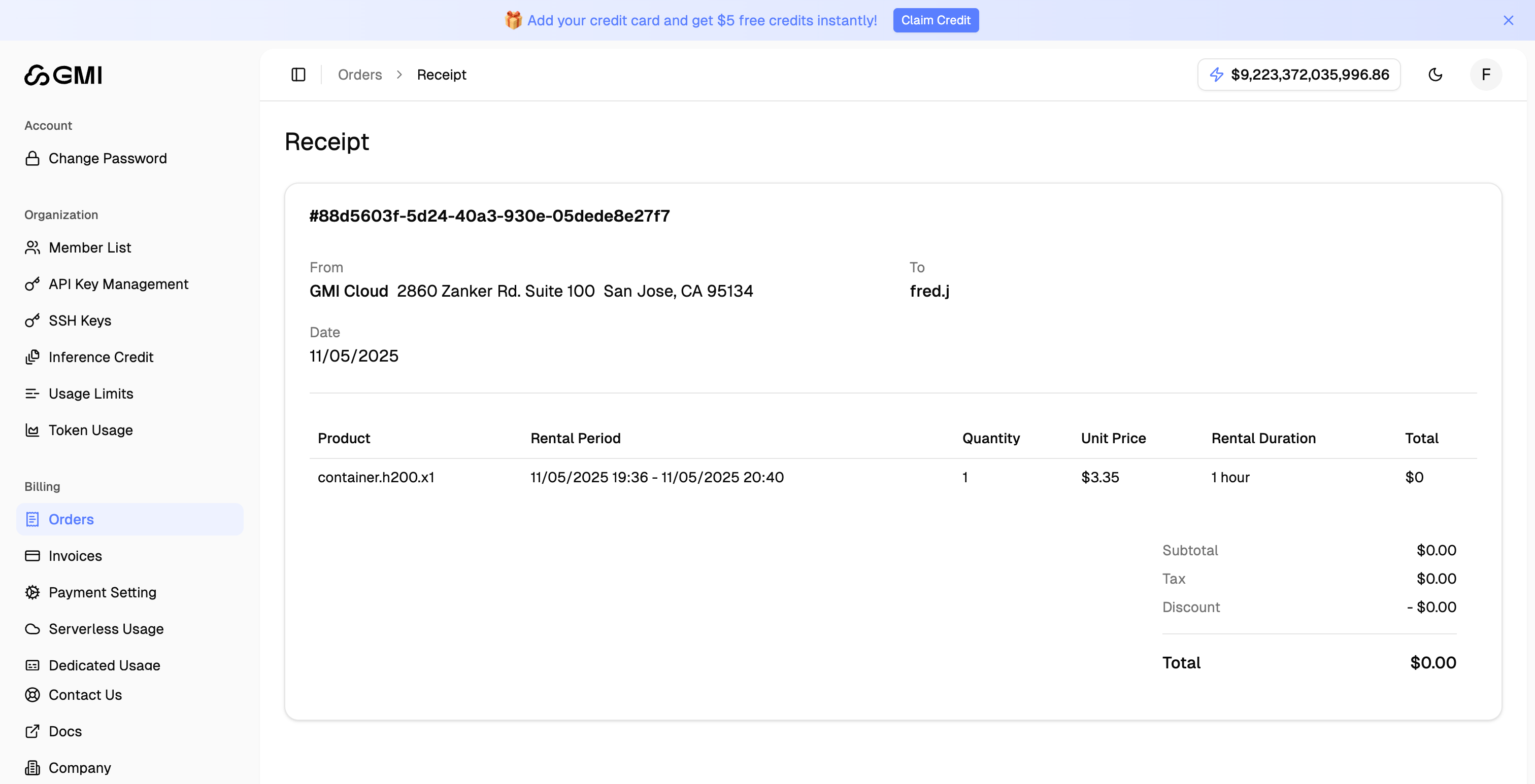 Billing - GMI Cloud Documentation