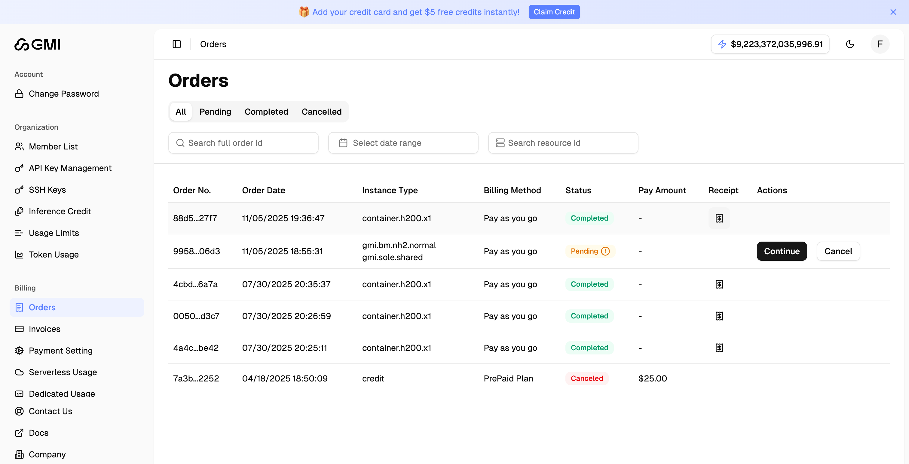 Billing - GMI Cloud Documentation
