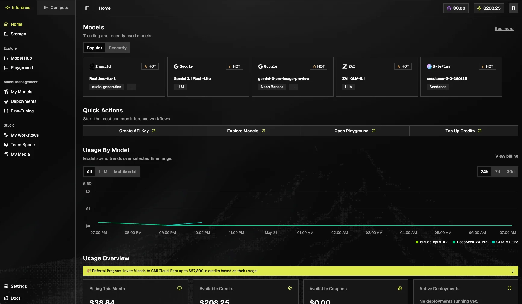 Inference dashboard
