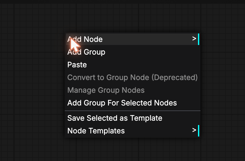 Canvas right-click context menu