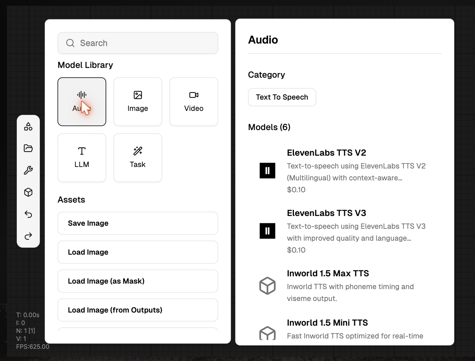 Library, Audio tab