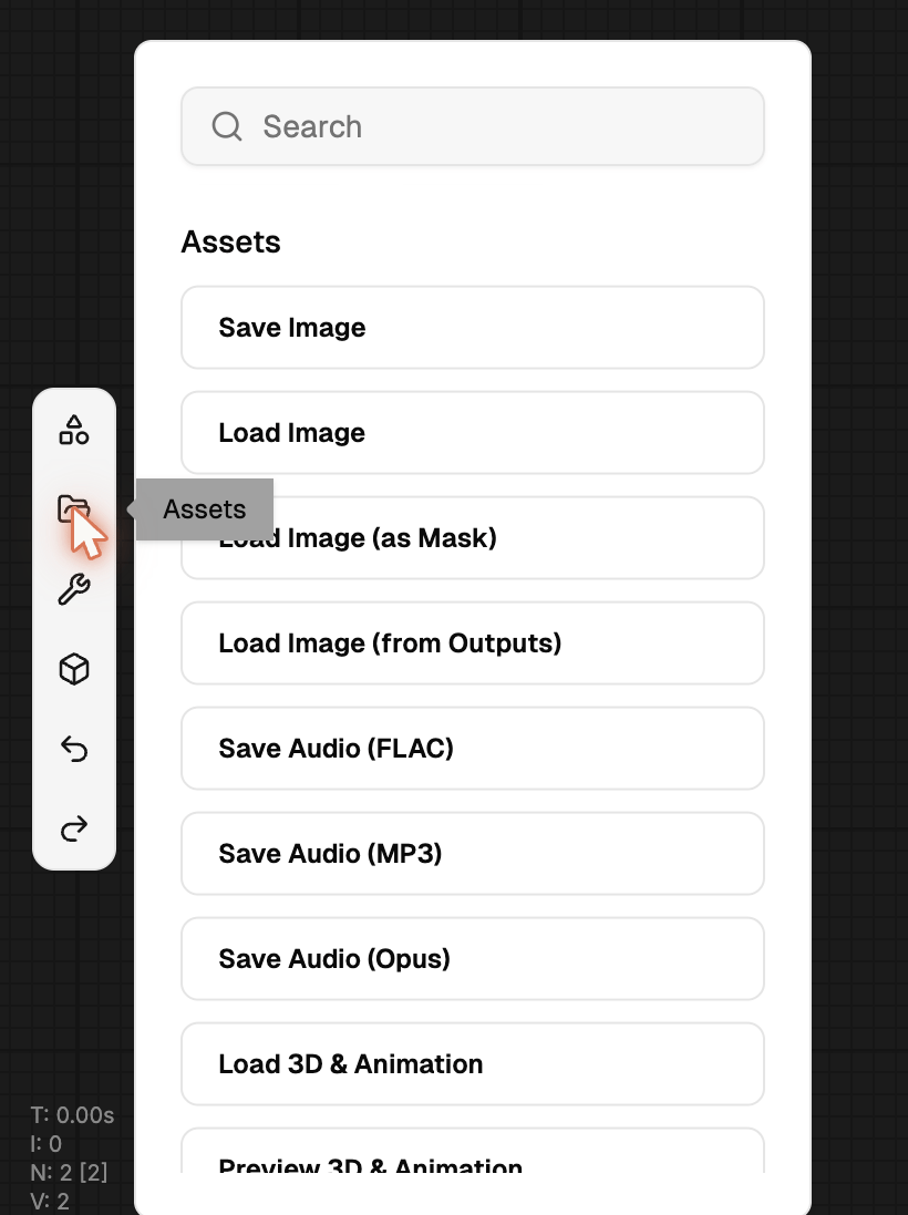 Assets palette