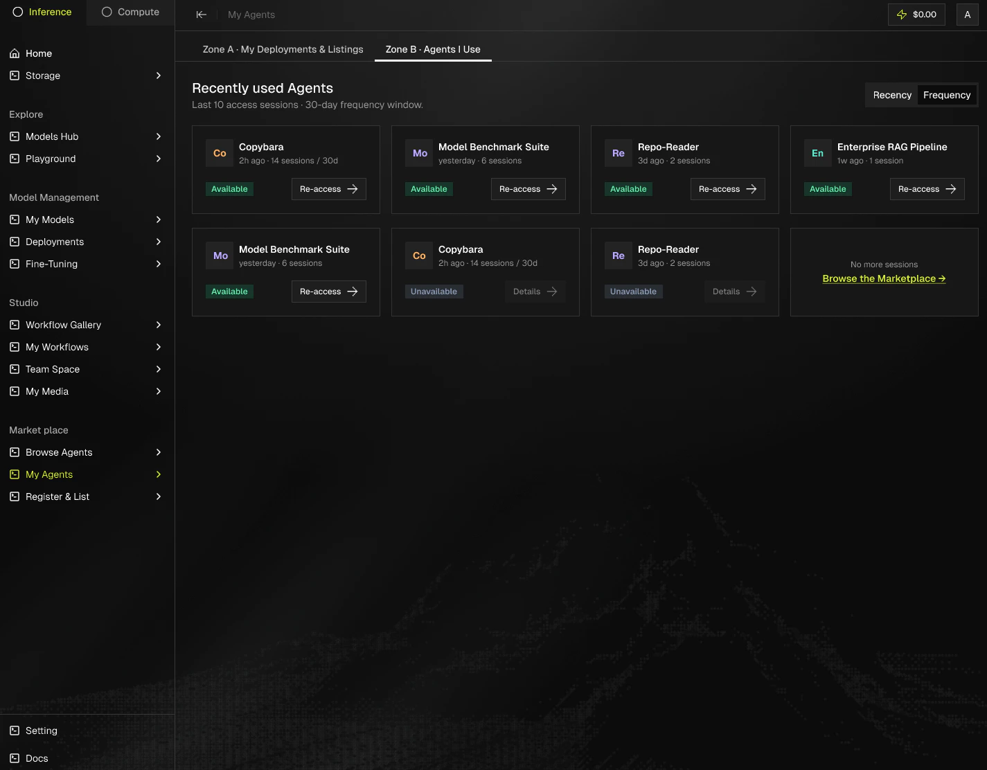 My Agents, list view