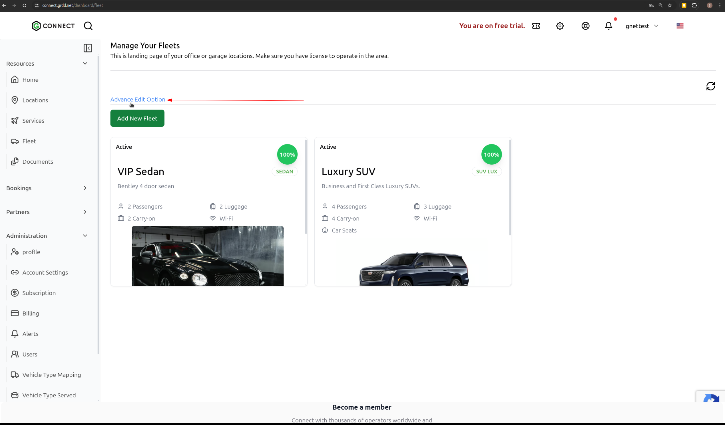 Advanced edit options interface