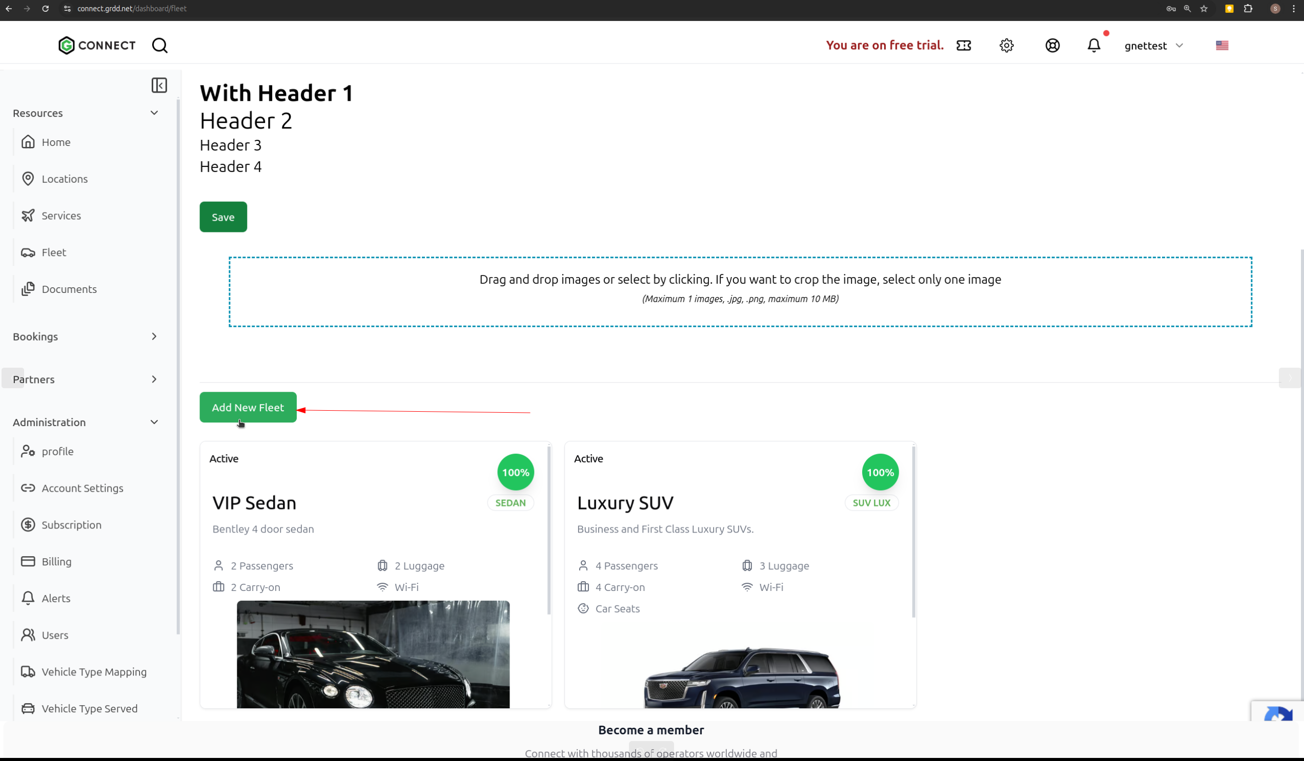Add new vehicle button