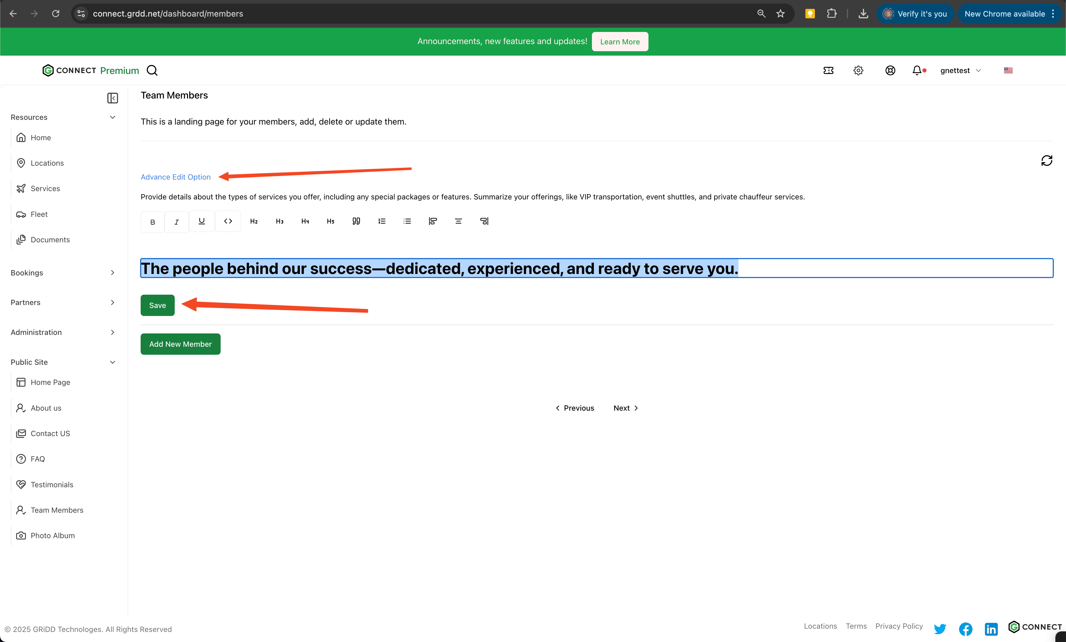 Header Configuration