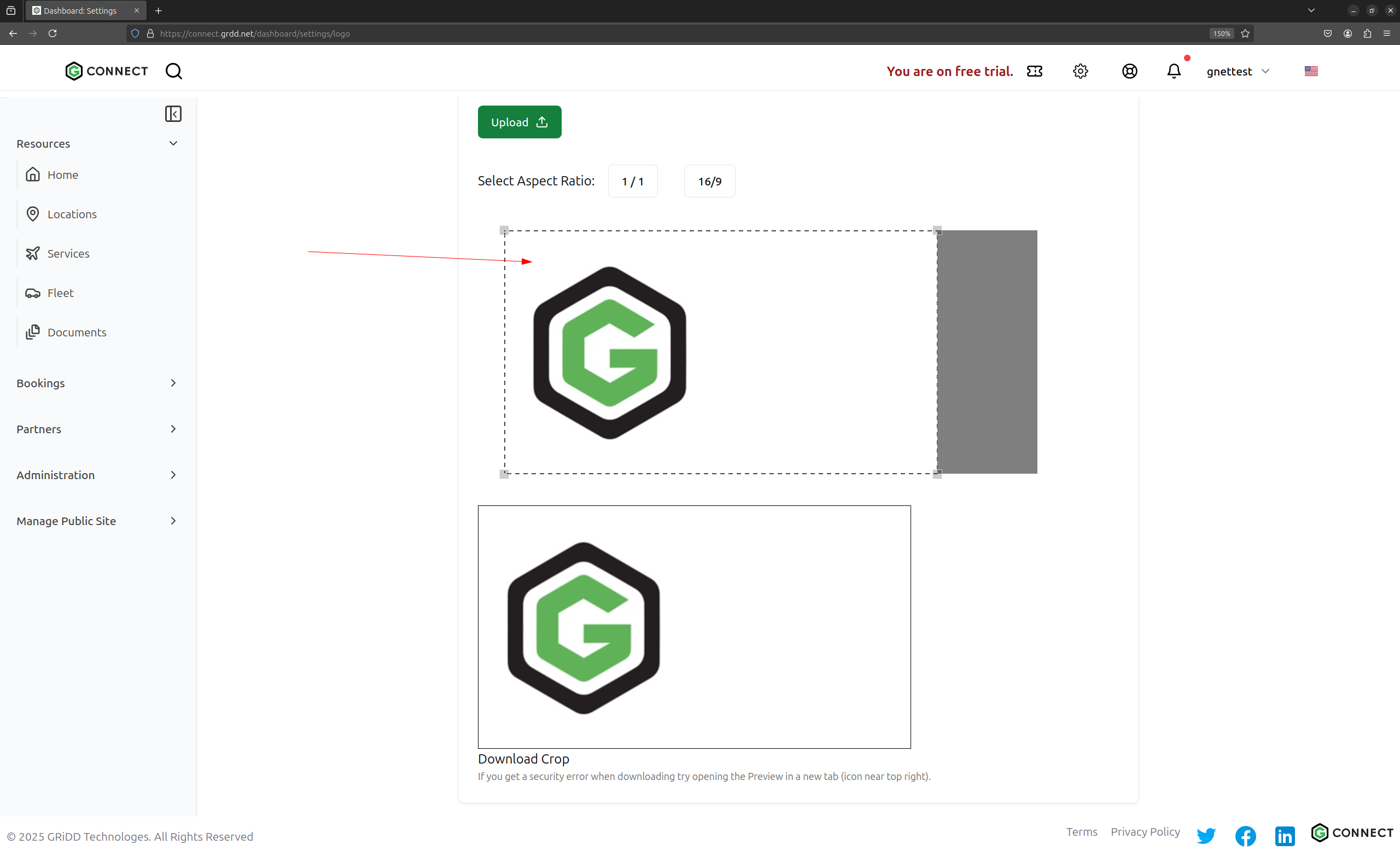 Crop logo interface