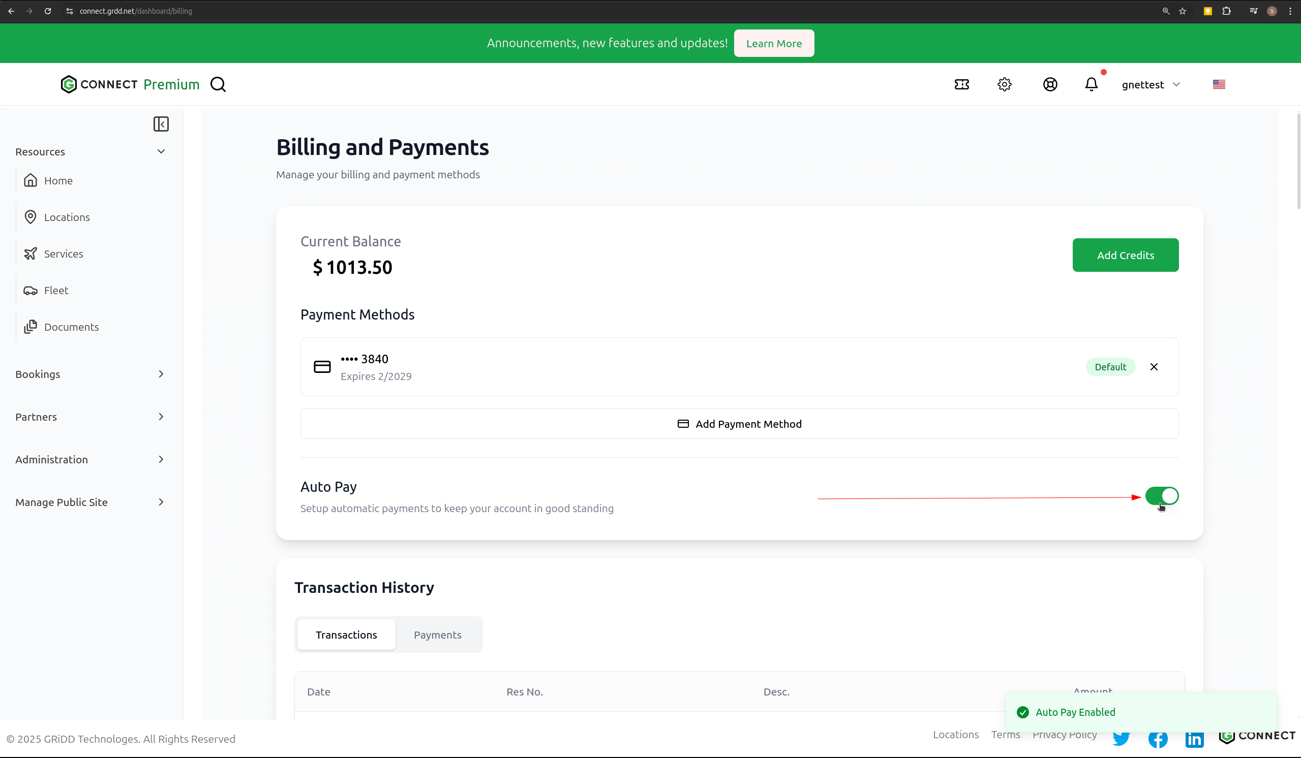 Auto Pay settings