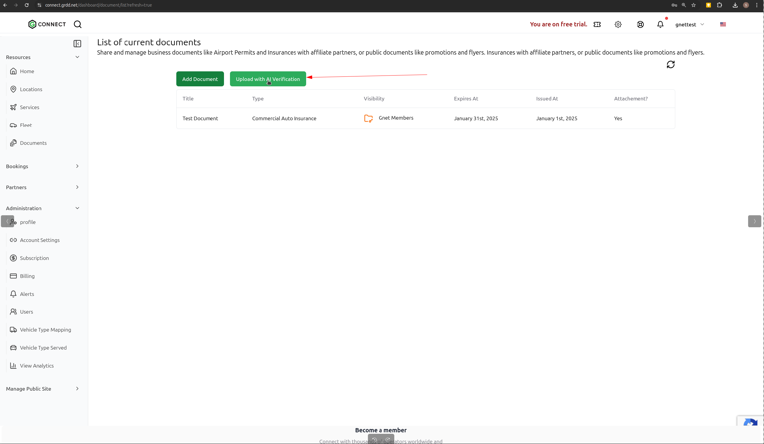 Upload with AI Verification button