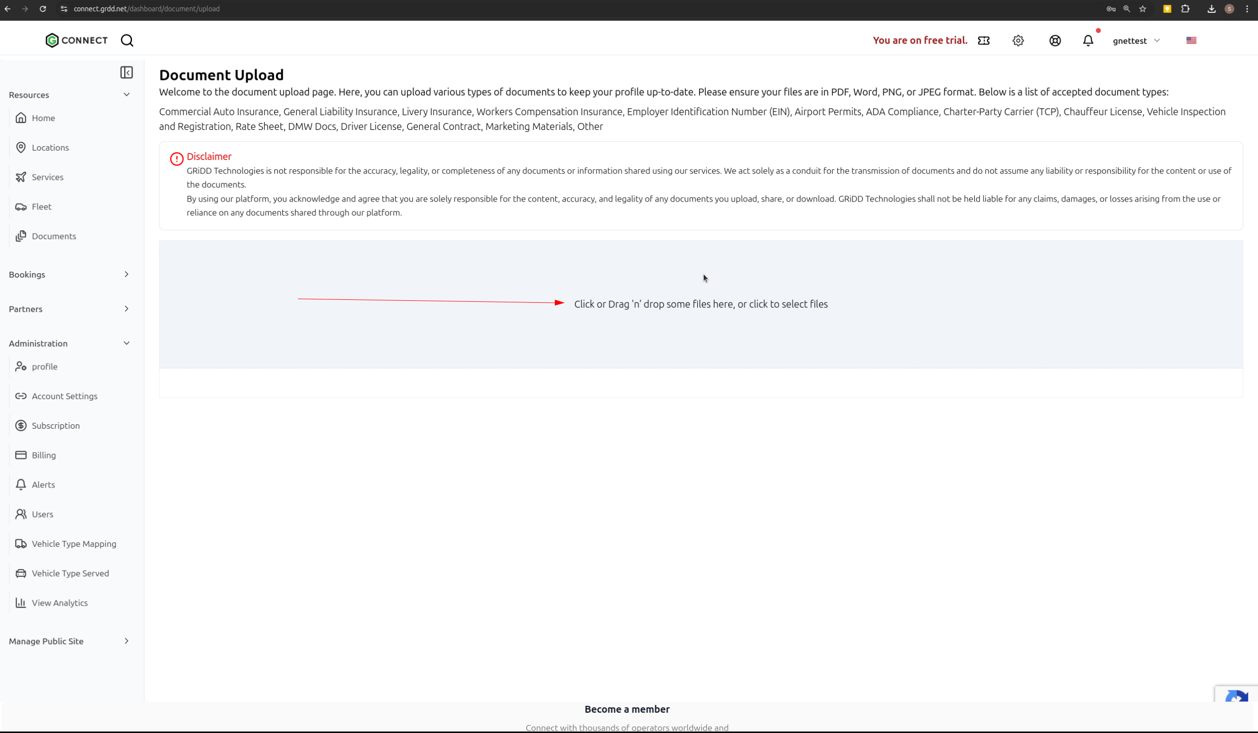 Upload document file
