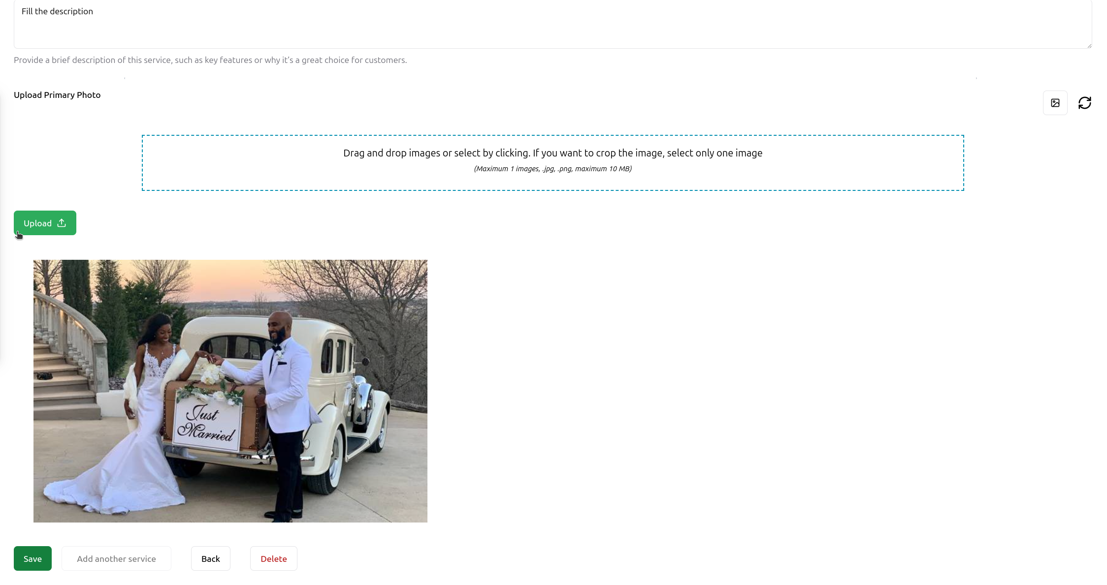 Upload image button