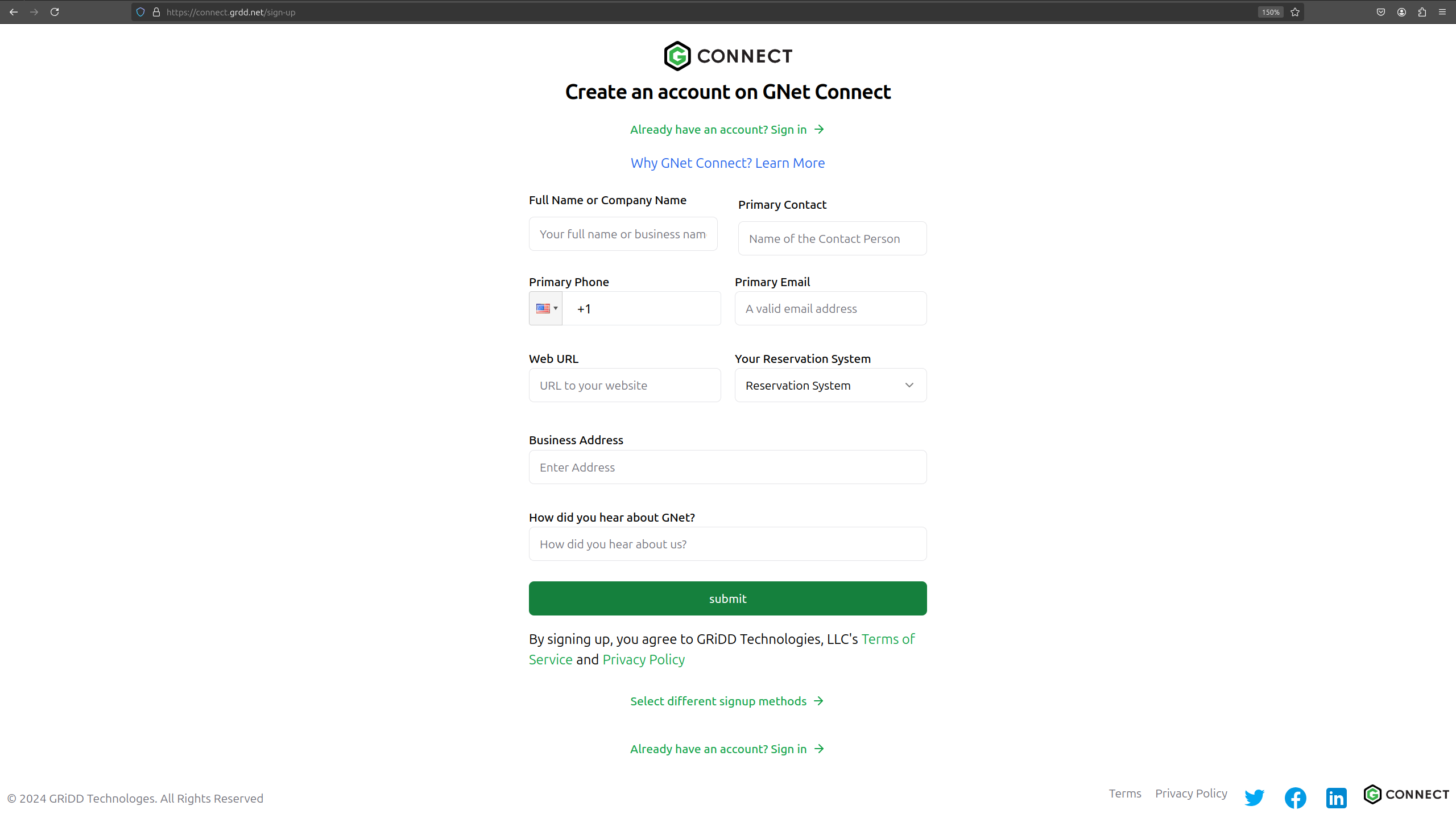 Sign up for GNet Connect