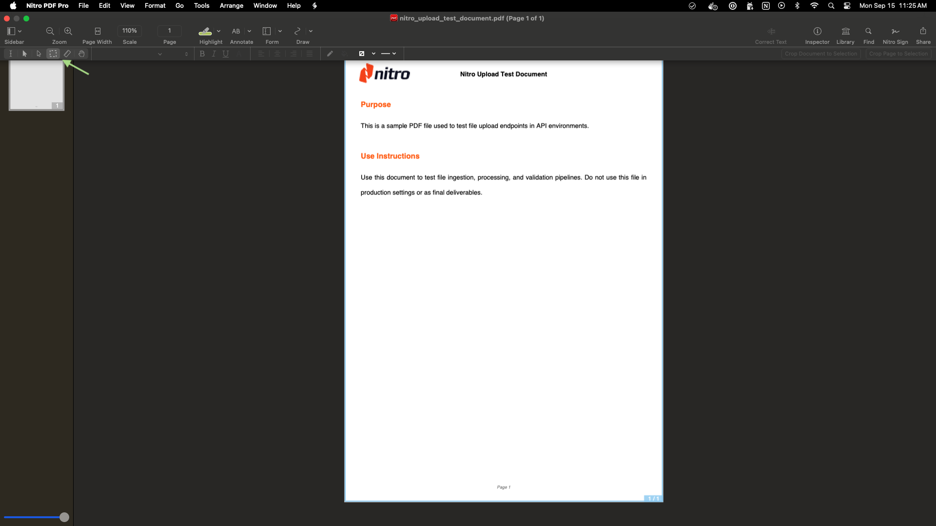 Nitro PDF Select Rectangle tool