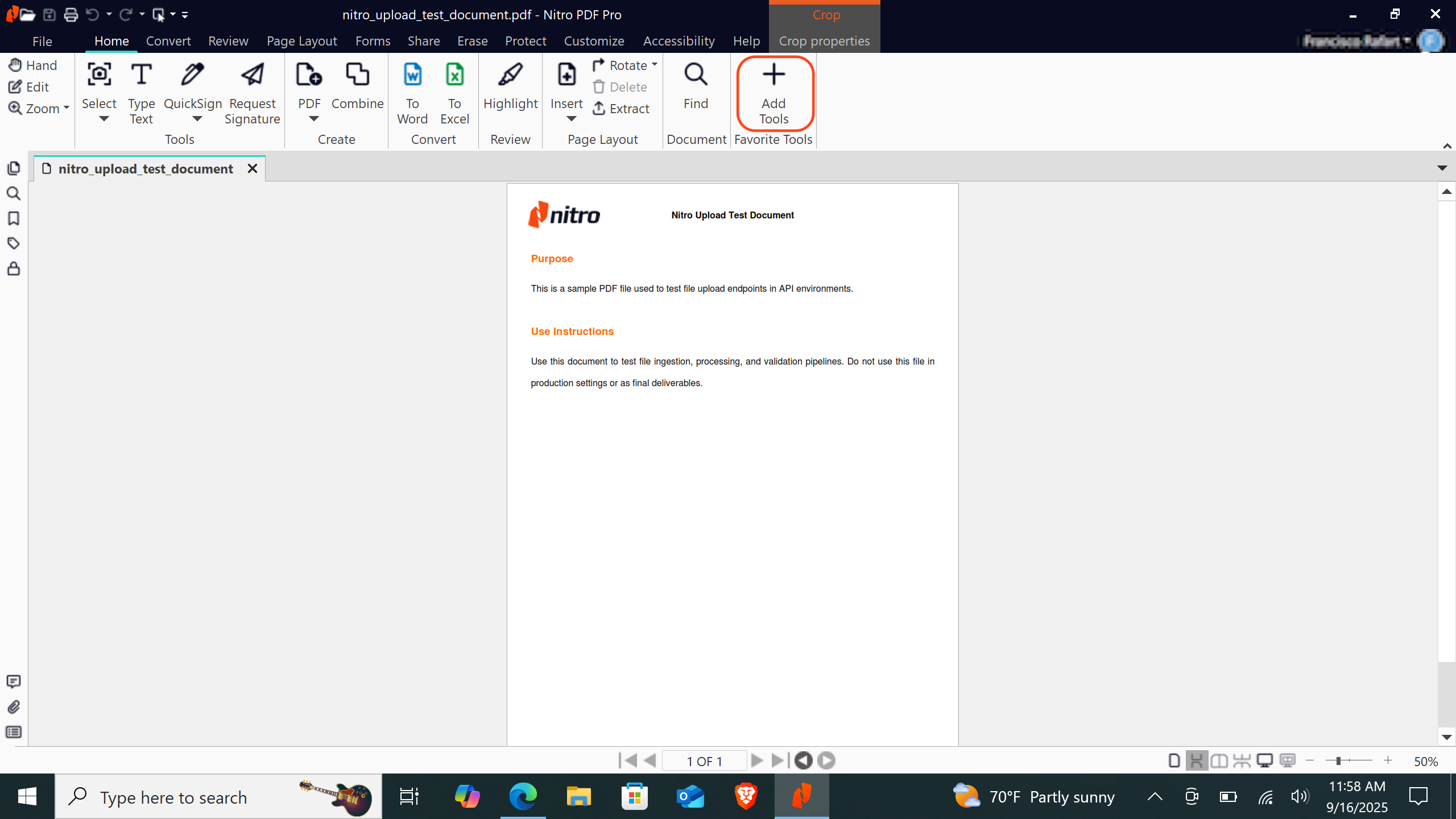 Nitro PDF Windows Add Tool