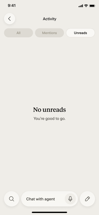 The unreads tab, empty