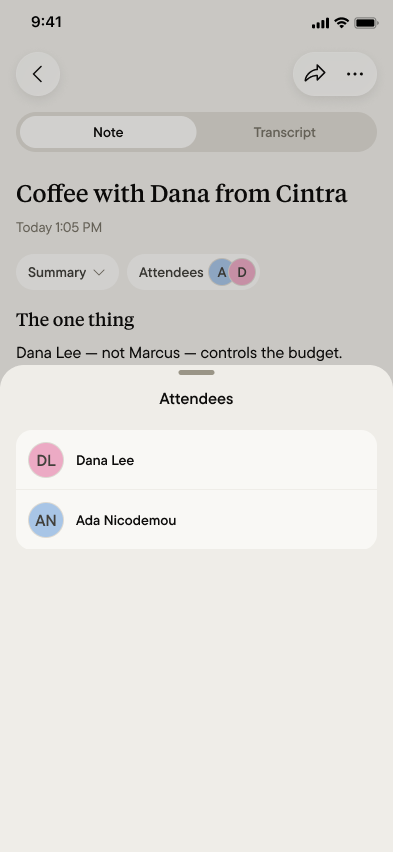 The attendees sheet
