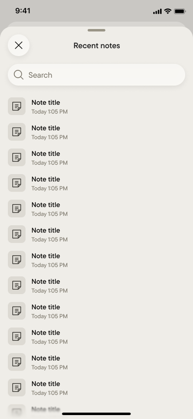 Picking a recent note to attach to a post