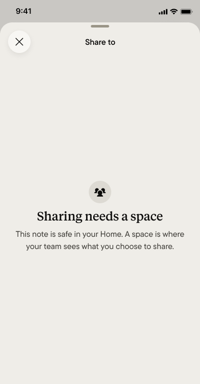 Sharing needs a space, the empty state of the share sheet