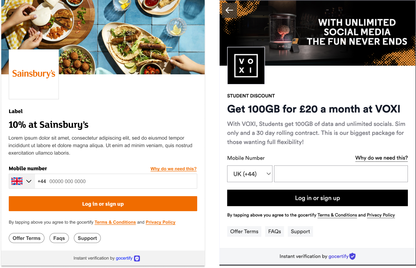 Example Customisation Screens