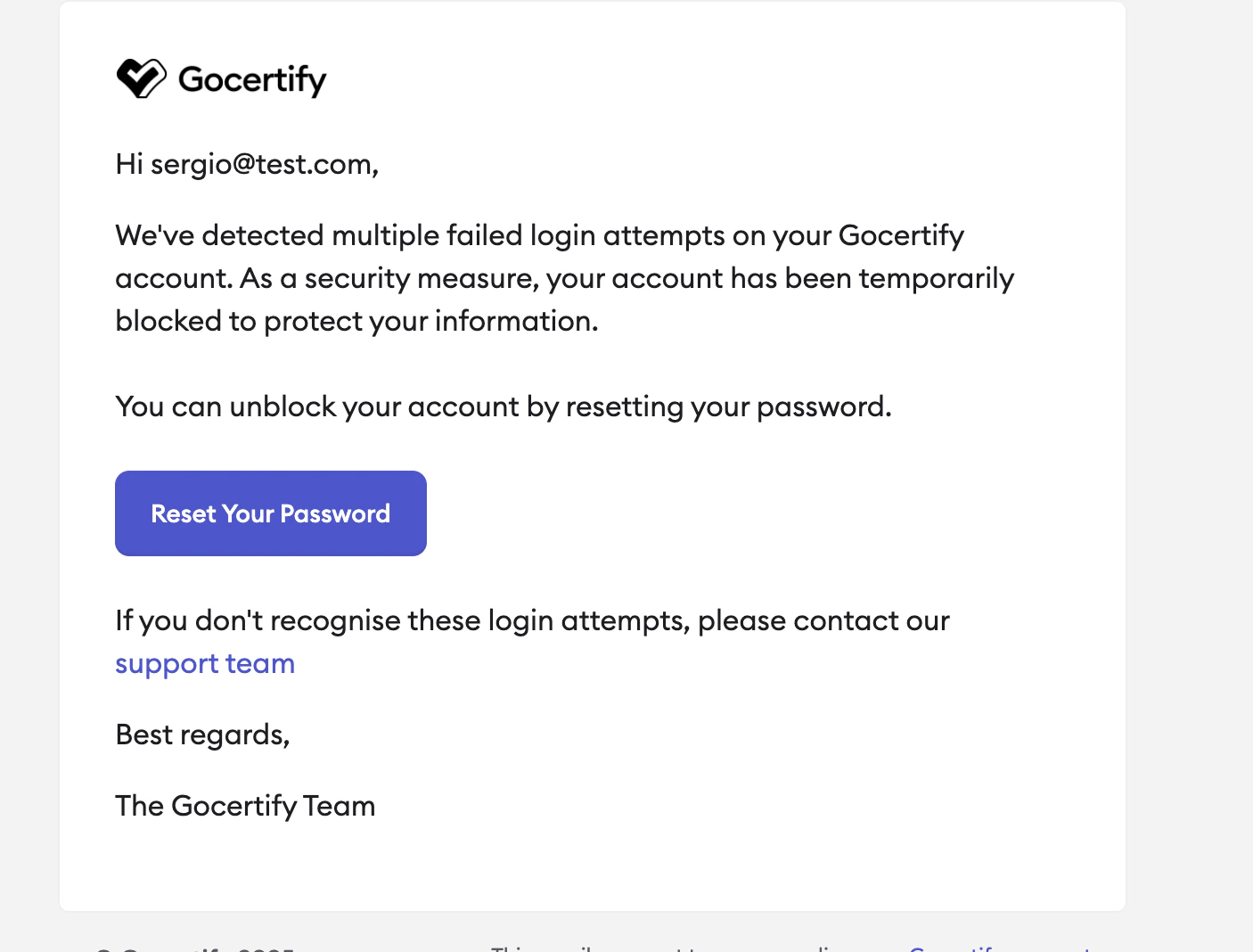Account blocked email