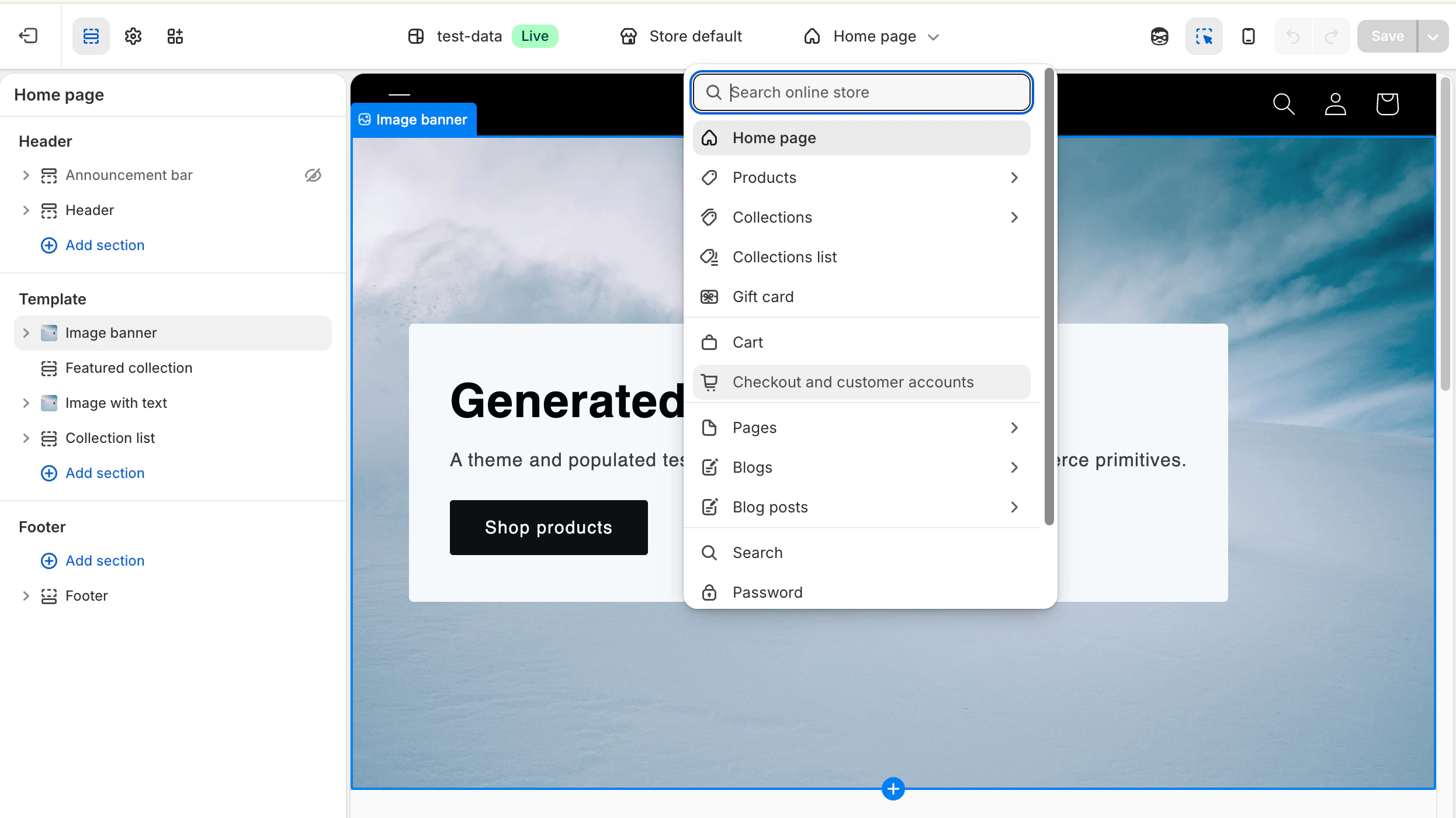 Select Checkout and customer accounts
