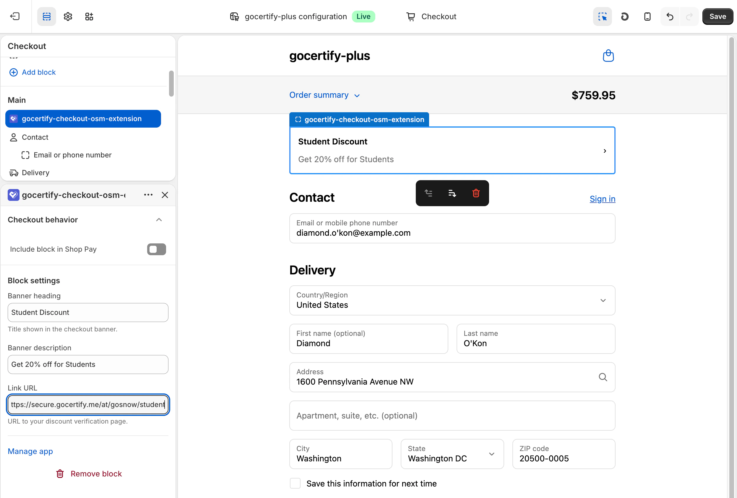 Checkout OSM extension configuration