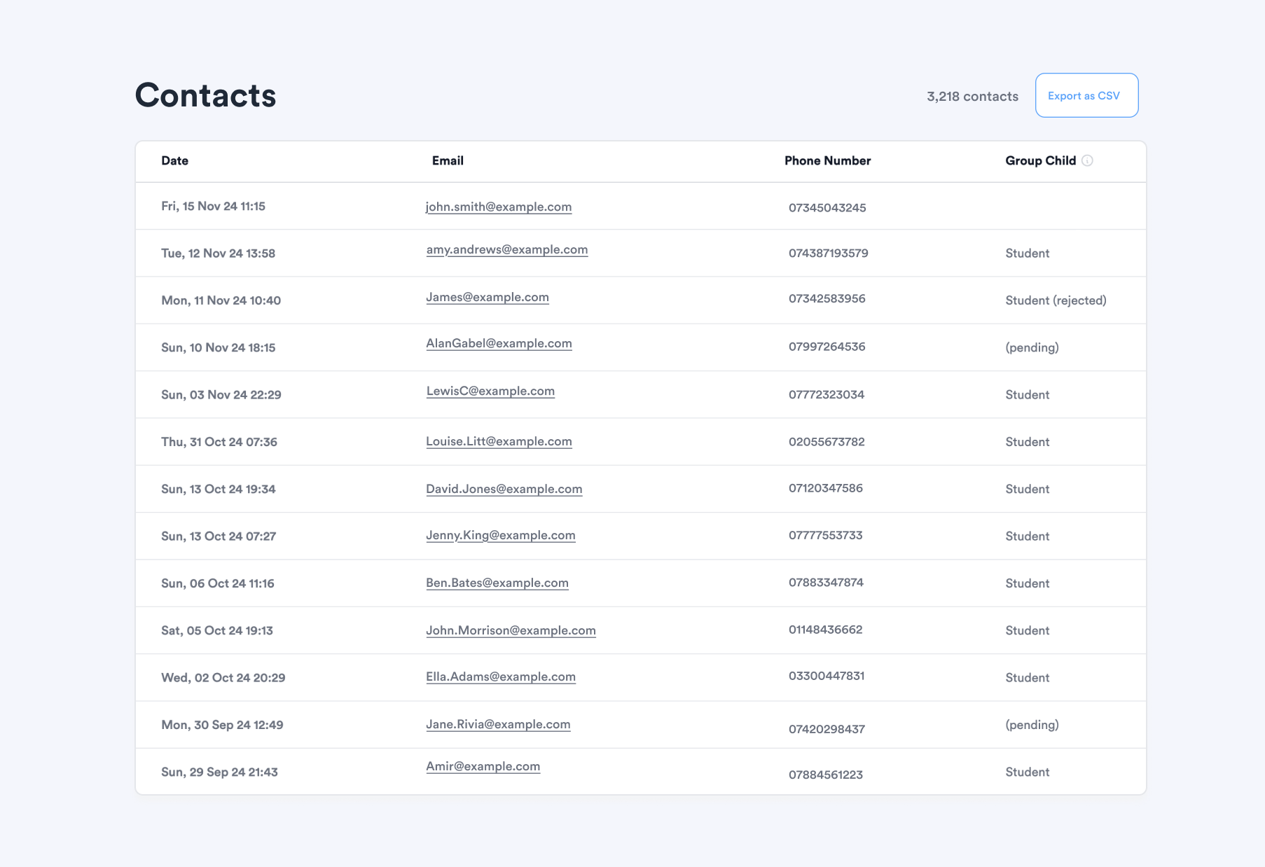 CSV Export