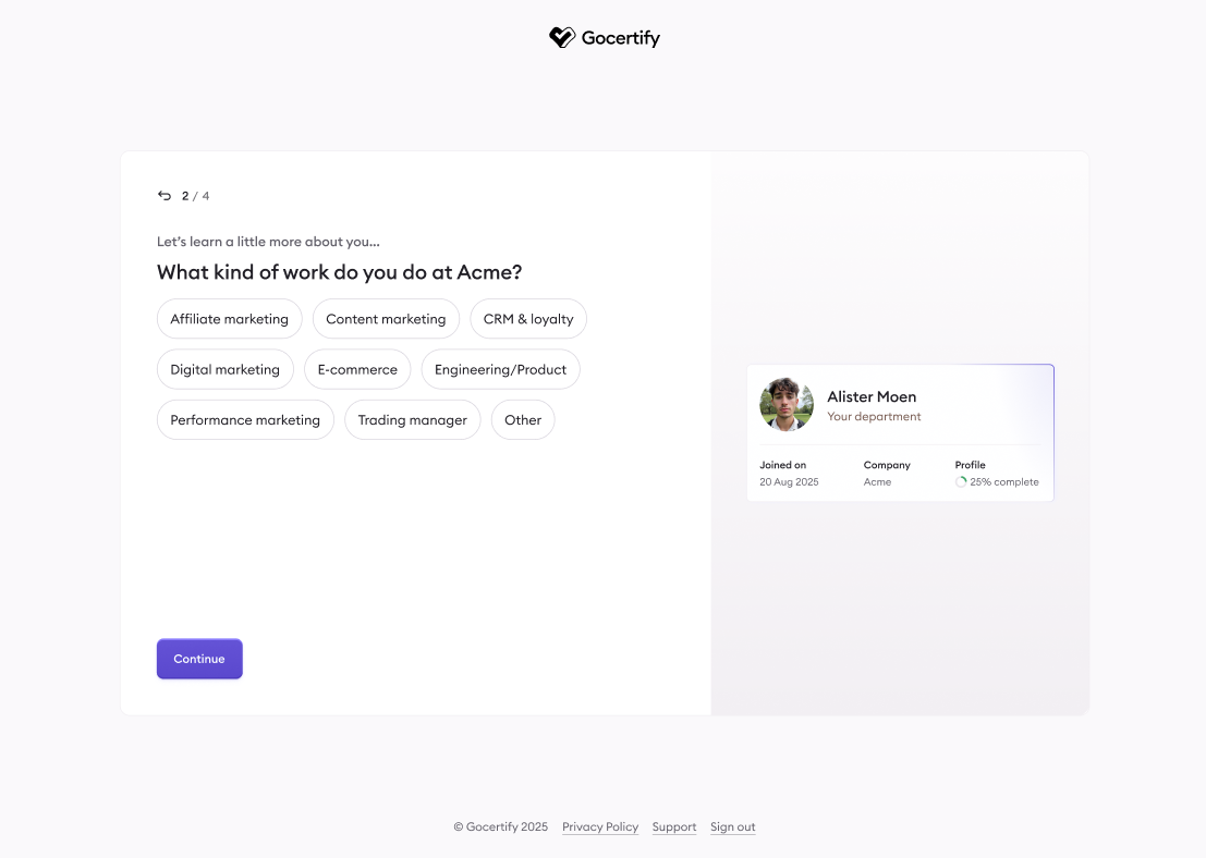 Department Selection