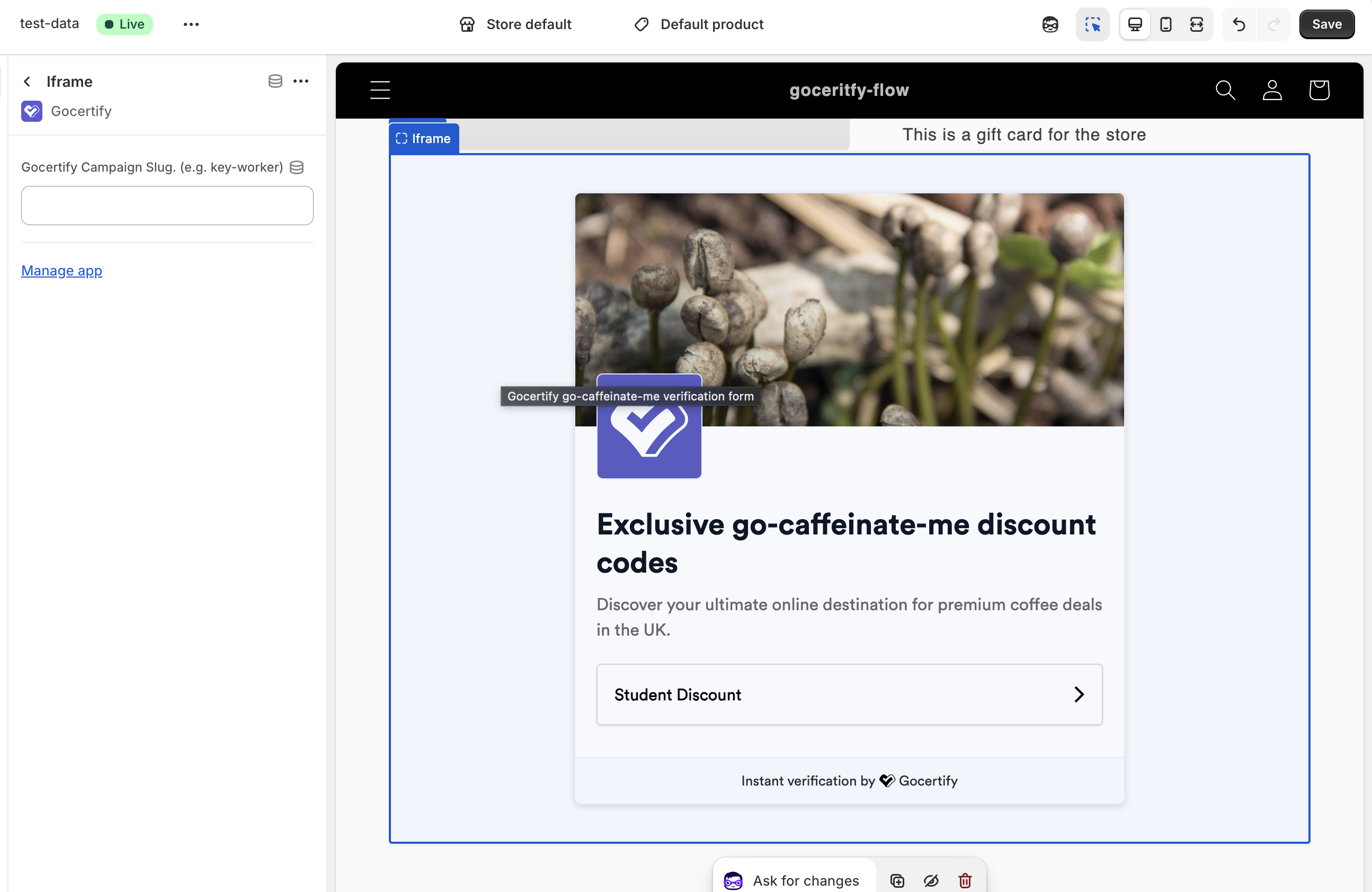 iFrame block with campaign slug