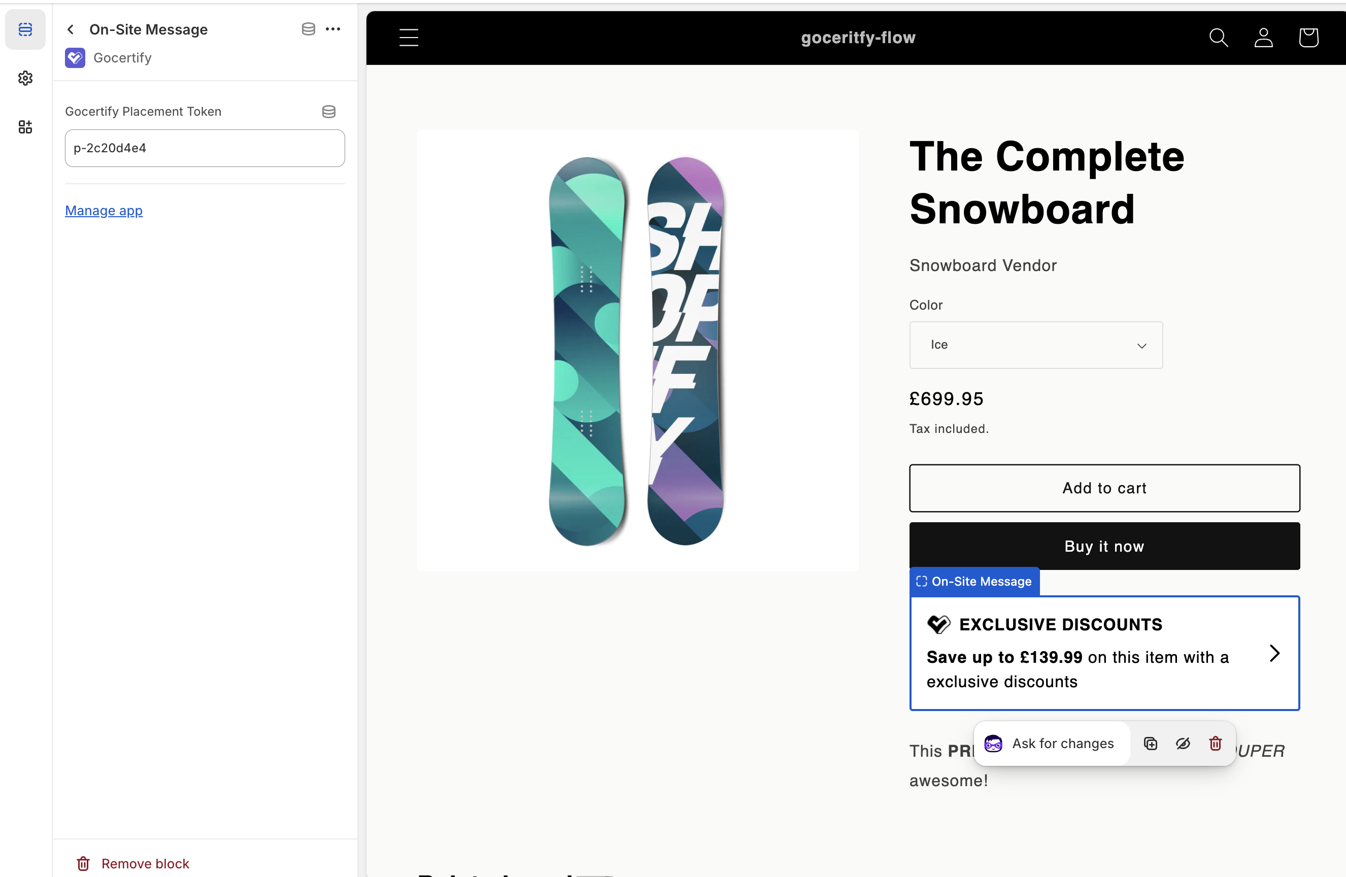 On-Site Message block configuration