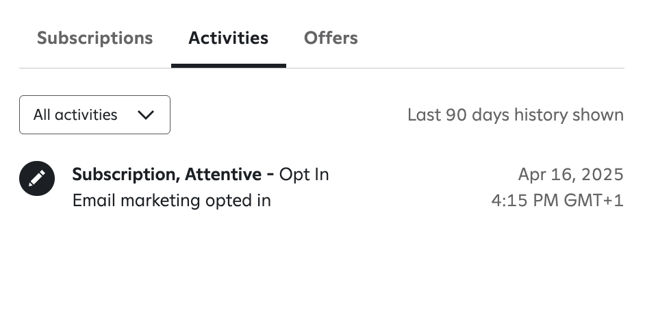 Attentive Subscriber Activities