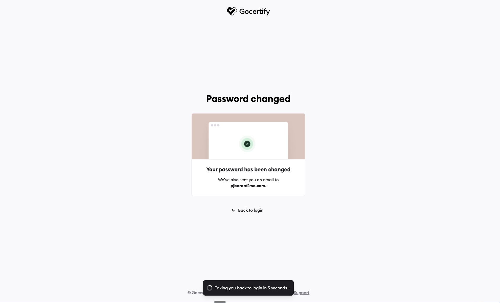 Password Changed Screen