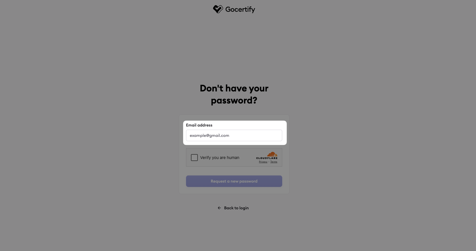Reset Password Email Input