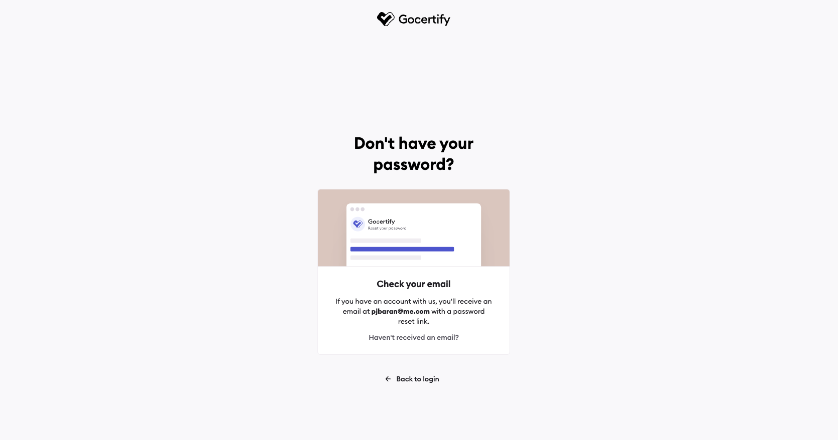 Reset Password Email Sent