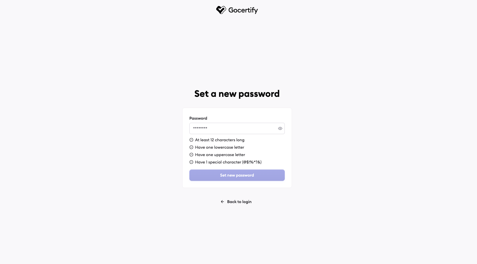 Reset Password Input