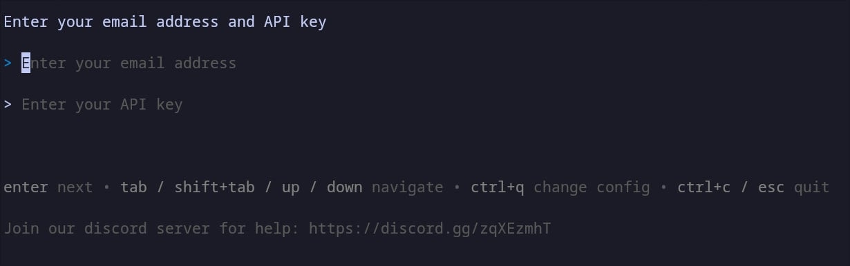 CLI Login Screen
