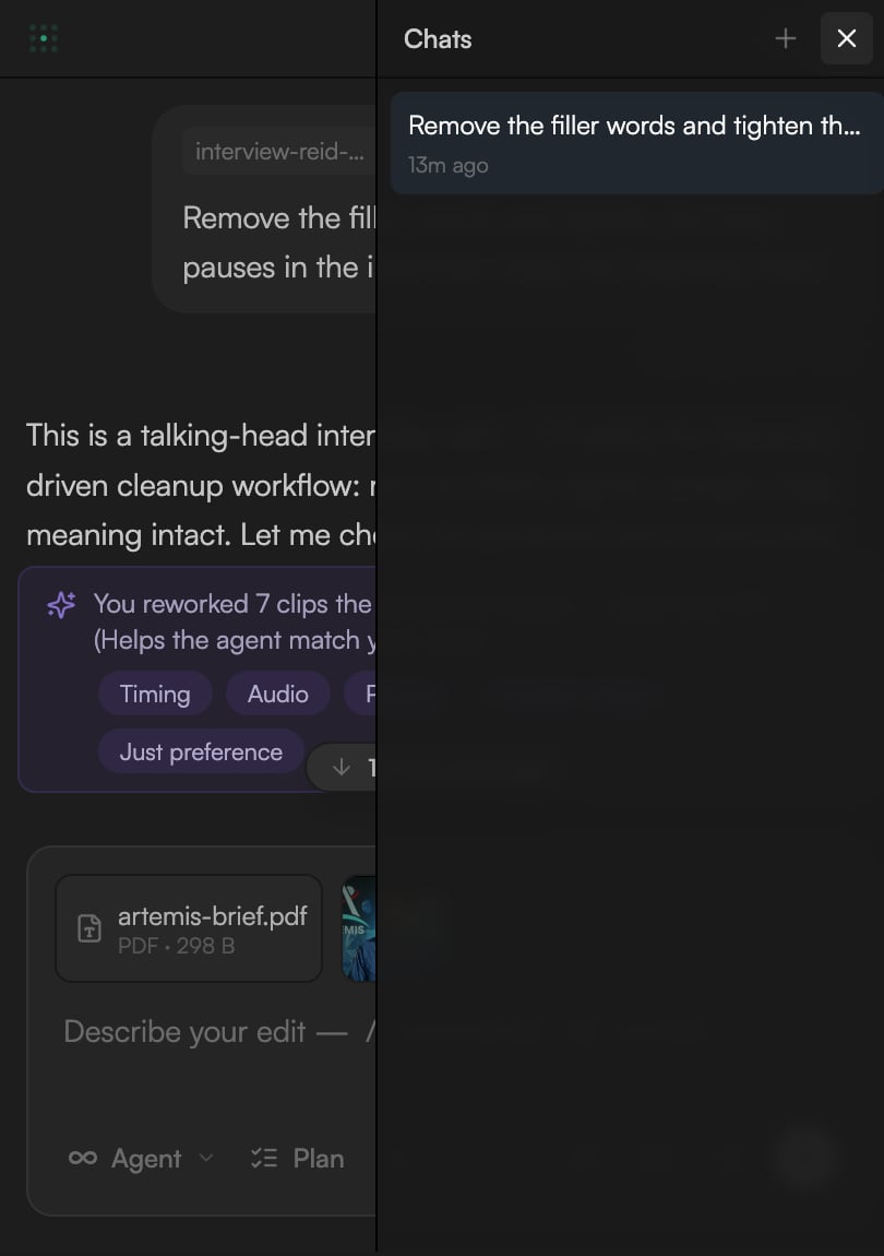 Chats list open in the chat header