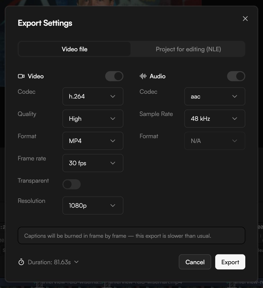 Transparent switch turned on with the WebM and ProRes choice and the ProRes memory budget note