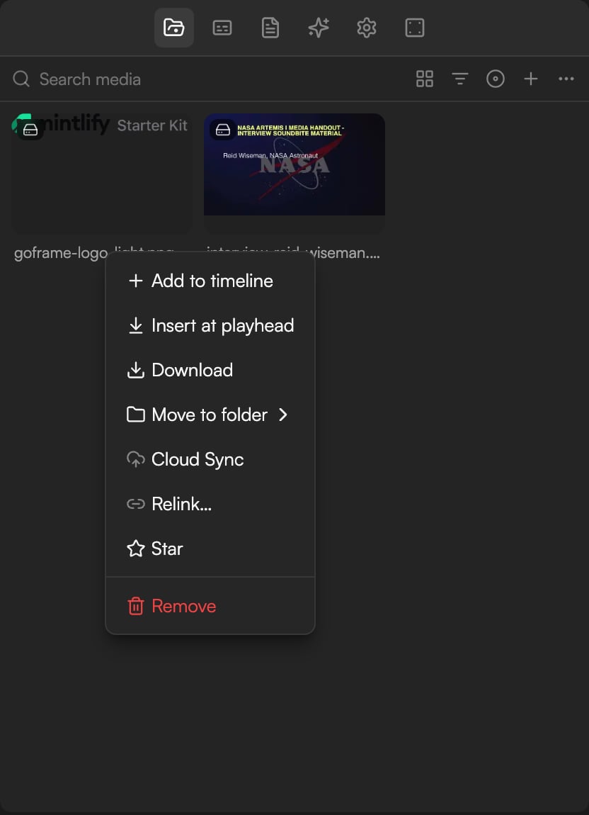 Asset right-click menu with Cloud Sync, and tiles showing their upload status badges